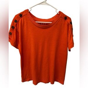 Loft Burnt Orange Short Sleeve Top with buttons
